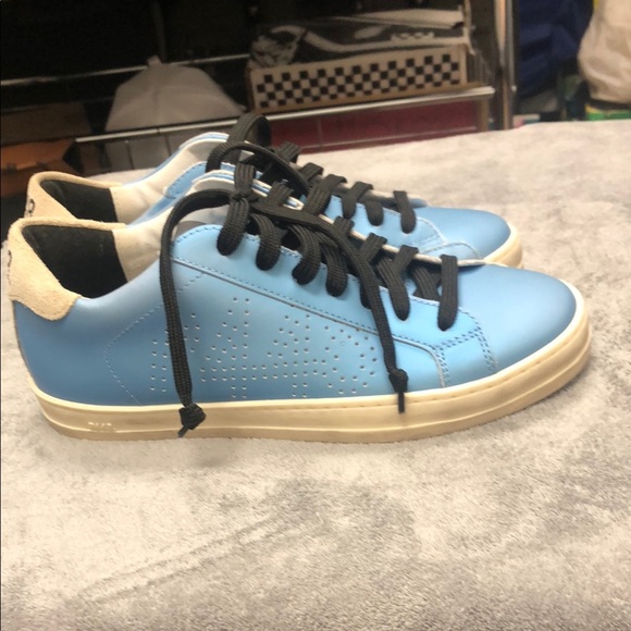 P448 Blue and White Sneakers with Textured Leather - Picture 1 of 5